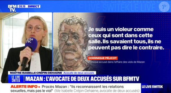 Isabelle Crépin-Dehaene, avocate de la défense dans le procès des viols de Mazan, "BFMTV".