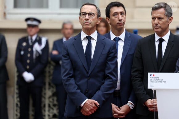 Passation de pouvoir entre l'ancien ministre de l'intérieur, Gérald Darmanin et son successeur, Bruno Retailleau, au ministère de l'intérieur à Paris, Paris, le 23 septembre 2024. © Stéphane Lemouton / Bestimage