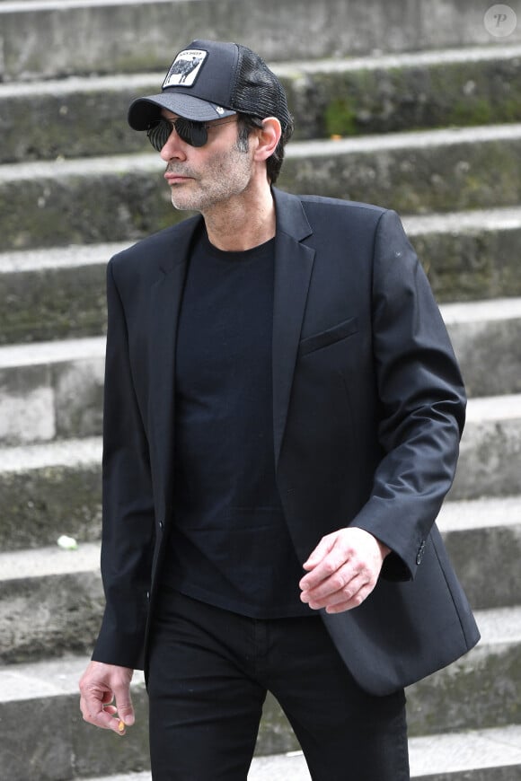 Anthony Delon - Arrivées aux obsèques de Jean-Yves Le Fur en l'église Saint-Roch à Paris, le 6 avril 2024.