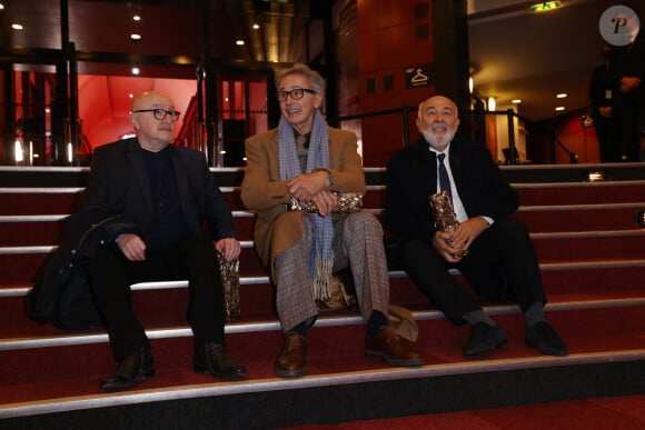 César d'anniversaire pour le Splendide - Michel Blanc, Thierry Lhermitte, Gérard Jugnot lors de la pressroom (press room) remise des prix lors de la 46ème cérémonie des César à l'Olympia à Paris le 12 mars 2021 © Thomas Samson / Pool / Bestimage 