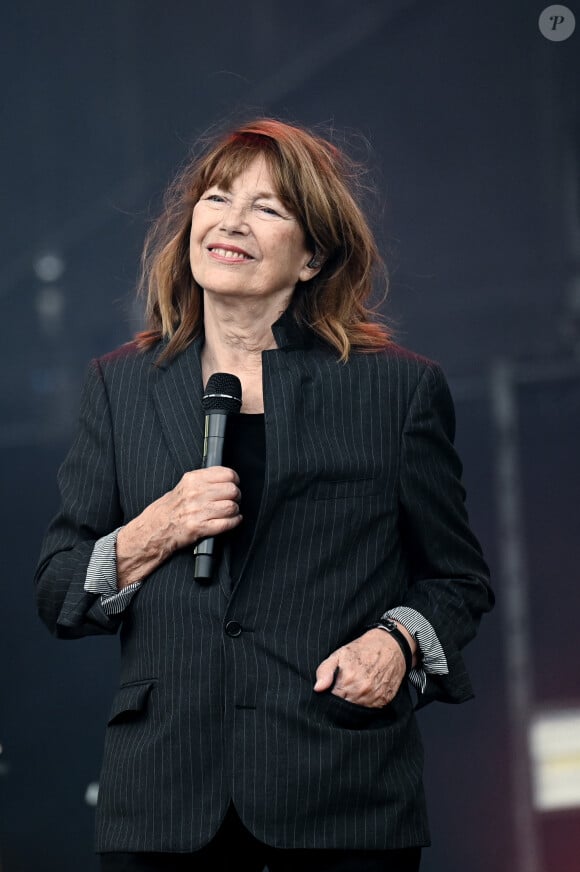 Jane Birkin et Etienne Daho sur la scène du festival des Francofolies 2021 à la Rochelle, le 12 juillet 2021.