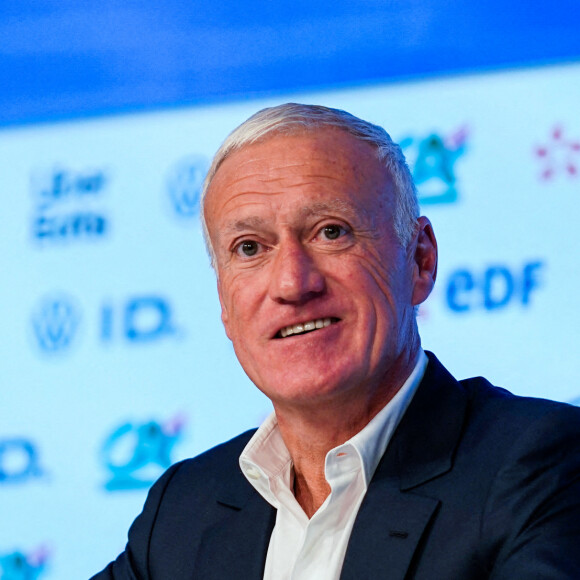 Le sélectionneur de l'équipe de France Didier Deschamps s'adresse à la presse lors de la conférence de presse de l'équipe de France au siège de la FFF le 3 octobre 2024 à Paris, France. Photo par Daniel Derajinski/Icon Sport/ABACAPRESS.COM