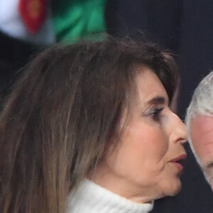 Didier Deschamps et son épouse Claude regardant depuis les tribunes le 1/8e de finale retour de la Champion's League, Paris-St-Germain (PSG) contre Manchester United au stade du Parc des Princes à Paris, France, le 6 mars 2019. Manchester United s'est imposé 3-1 et s'est qualifié pour les 1/4. Photo par Christian LiewigABACAPRESS.COM