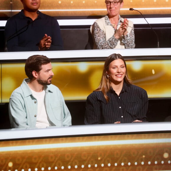 Exclusif - Marc-Antoine Lebret, Camille Cerf, Guy Lecluyse - Enregistrement de l'émission "100% Logique", présentée par C.Féraud et diffusée le 12 octobre sur France 2 © Christophe Clovis / Bestimage 