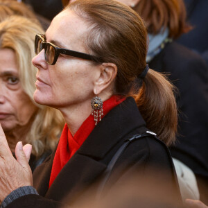 Carole Bouquet - Sortie des Obsèques de Michel Blanc en l'église Saint-Eustache à Paris, le 10 octobre 2024. © Moreau / Jacovides / Bestimage 