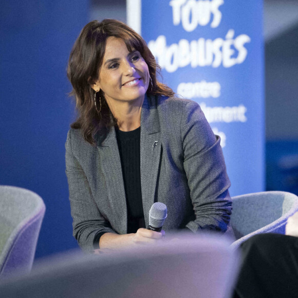 Faustine Bollaert lors d'un événement de sensibilisation au harcèlement scolaire dans un lycée de Paris, le 7 novembre 2023, à deux jours d'une journée nationale contre le harcèlement scolaire. Photo par Eliot Blondet/ABACAPRESS.COM