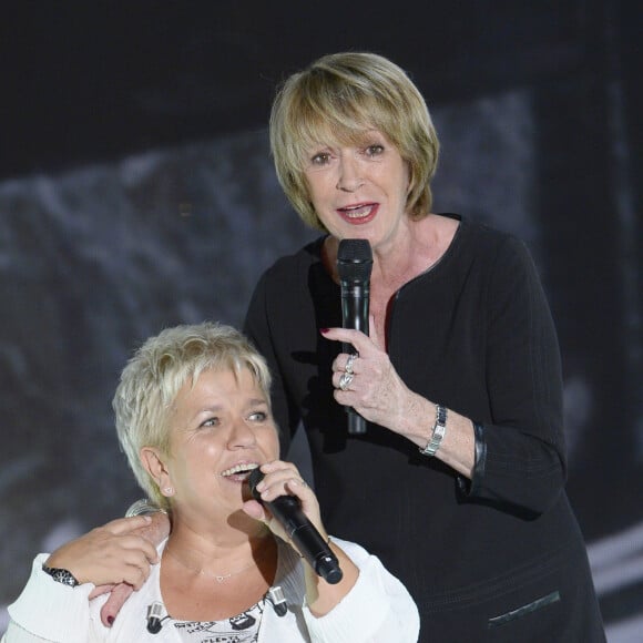 Mimie Mathy et Alice Dona - Enregistrement de l'emission "Vivement Dimanche" a Paris le 2 octobre 2013. L'emission sera diffusee le 6 octobre 2013.