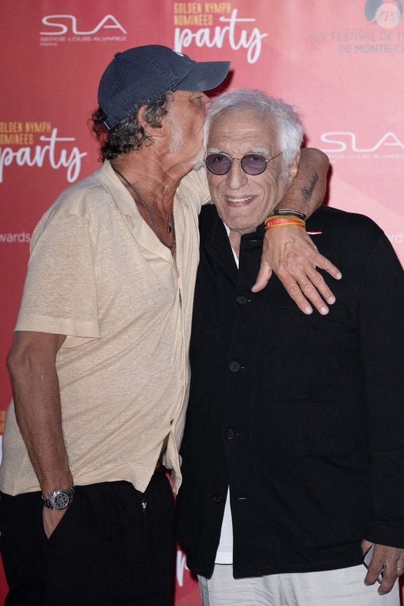 Olivier Marchal et Gérard Darmon assistent à la soirée des Nymphes lors du 63e Festival de télévision de Monte-Carlo, le 17 juin 2024 à Monte-Carlo, Monaco. Photo par David NIVIERE/ABACAPRESS.COM