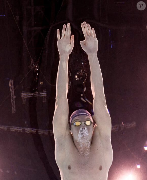 Le Français Leon Marchand participe à la finale du 200 m quatre nages individuel masculin aux Jeux olympiques de Paris 2024 à Paris, en France, le 2 août 2024. Photo by Xia Yifang/Xinhua/ABACAPRESS.COM