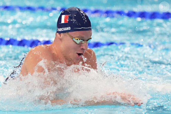 Leon Marchand, de France, nage la brasse dans le relais 4 X 100 m quatre nages masculin pendant les Jeux Olympiques de Paris 2024 à La Défense Arena à Paris, France, le dimanche 4 août 2024. La Chine a remporté la médaille d'or, les États-Unis la médaille d'argent et la France la médaille de bronze. Photo par Richard Ellis/UPI/ABACAPRESS.COM