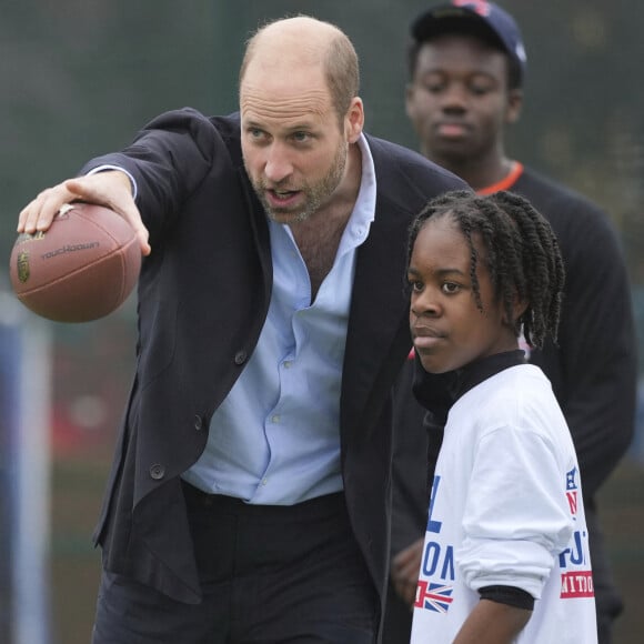 Le prince William, prince de Galles assiste à un événement de la NFL Foundation UK, un format de football américain inclusif et rapide à Kennington Park, Londres le 15 octobre 2024. © Kin Cheung/WPA-Pool via Julien Burton / Bestimage 