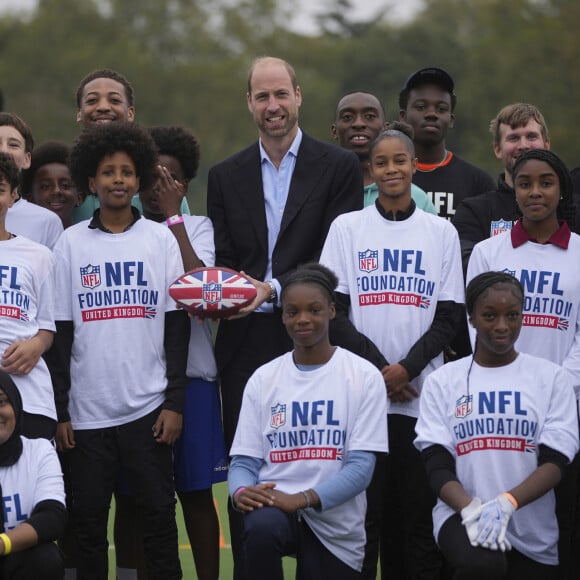 Le prince William, prince de Galles assiste à un événement de la NFL Foundation UK, un format de football américain inclusif et rapide à Kennington Park, Londres le 15 octobre 2024. © Kin Cheung/WPA-Pool via Julien Burton / Bestimage 