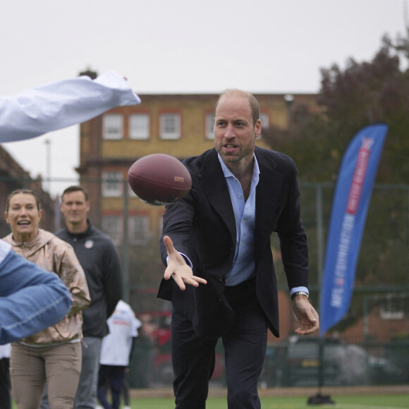 Le prince William, prince de Galles assiste à un événement de la NFL Foundation UK, un format de football américain inclusif et rapide à Kennington Park, Londres le 15 octobre 2024. © Kin Cheung/WPA-Pool via Julien Burton / Bestimage 