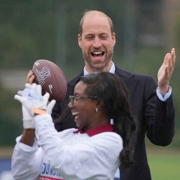 Le prince William, prince de Galles assiste à un événement de la NFL Foundation UK, un format de football américain inclusif et rapide à Kennington Park, Londres le 15 octobre 2024. © Kin Cheung/WPA-Pool via Julien Burton / Bestimage 