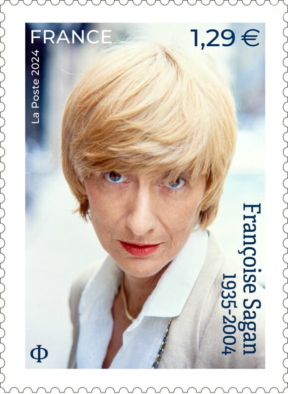 La Poste émet un timbre illustré par une photo de Françoise SAGAN à l'occasion du vingtième anniversaire de sa disparition. Il sortira le 23 septembre 2024. Le timbre sera vendu en avant-première les vendredi 20 et samedi 21 septembre à Cajarc. Conception graphique Valérie Besser d'après photo © Denis Westhoff 