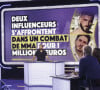 Ce jour-là, il recevra notamment les influenceurs Sebastien Dubois et Illan Castronovo sur son plateau
Exclusif - Sebastien Dubois, Illan Castronovo, sur le plateau de l'enregistrement de l'émission " Face à Hanouna " présentée par C.Hanouna et diffusée sur C8 le 20 octobre 2024, à Paris, France, le 17 octobre 2024. © Jack Tribeca/Bestimage