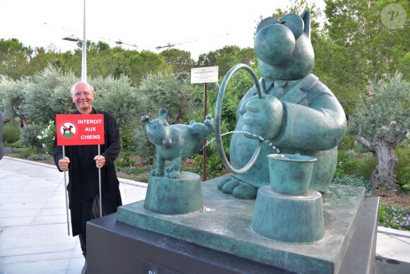 Exclusif - Philippe Geluck durant l'inauguration de l'exposition du Chat de Philippe Geluck à Monaco, le 5 juillet 2022, sur la Promenade du Larvotto. "Le Chat Déambule" est à découvrir du 6 juillet au 2 octobre 2022.