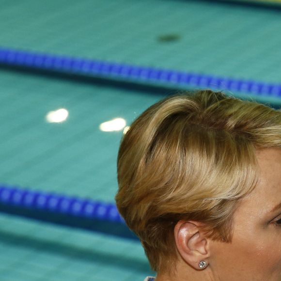 Il s'agit du plus grand mouvement sportif international destiné aux personnes en situation de handicap mental.
La princesse Charlène de Monaco - Le prince Albert II de Monaco et sa femme la princesse Charlène ont assisté aux finales du Mare Nostrum, le XXXIVeme meeting international de natation de Monte Carlo à la piscine du Stade Louis II le 5 juin 2016. © Claudia Albuquerque/Bestimage