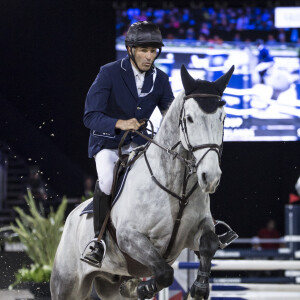 Nicolas Canteloup en selle lors du Longines Masters of Paris au Parc des Expositions, Paris Nord Villepinte, le 3 décembre 2016. Photo par Marco Piovanotto/ABACAPRESS.COM