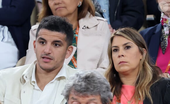 Marion Bartoli et son mari Yahya Boumediene - Célébrités dans les tribunes des Internationaux de France de tennis de Roland Garros 2024 à Paris le 27 mai 2024. © Moreau-Jacovides/Bestimage