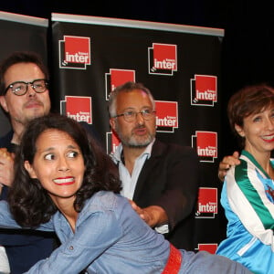 Léa Salamé et Nicolas Demorand - Conférence de presse de rentrée de Radio France à la Maison de la radio à Paris le 30 Aout 2017. © Denis Guignebourg/Bestimage