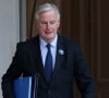 Ce vendredi 8 novembre 
Le premier ministre, Michel Barnier à la sortie du conseil des ministres du gouvernement Barnier, au palais de l'Elysée, à Paris, le 6 novembre 2024. © Stéphane Lemouton / Bestimage