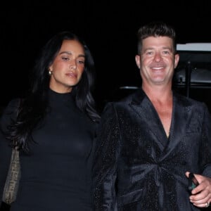 Los Angeles, CA - EXCLUSIF - Robin Thicke et April Love Geary ont été aperçus lors de la célébration du 50ème anniversaire de Leonardo DiCaprio à Los Angeles : Robin Thicke, April Love Geary