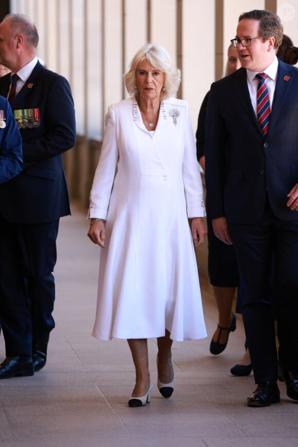 Le roi Charles III d'Angleterre et Camilla Parker Bowles, reine consort d'Angleterre, visitent le Mémorial australien de la guerre à Canberra (Australie), le 21 octobre 2024. The King's visit to Australia is his first as monarch, and the Commonwealth Heads of Government Meeting (CHOGM) in Samoa will be his first as head of the Commonwealth.