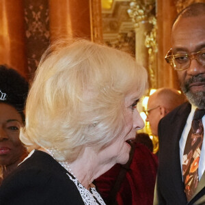 La reine consort d'Angleterre Camilla Parker Bowles - Réception pour le centenaire de la fondation Film et TV au palais de Buckingham à Londres le 13 novembre 2024