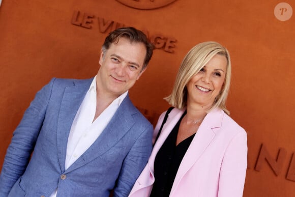 Laurence Ferrari et son mari Renaud Capuçon - Célébrités au village lors des Internationaux de France de tennis de Roland Garros 2024 à Paris le 9 juin 2024.