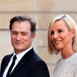 Renaud Capuçon et sa femme Laurence Ferrari - Dîner d'état en l'honneur du président des Etats-Unis et sa femme au palais de l'Elysée à Paris, à l'occasion de leur visite officielle en France. Le 8 juin 2024 © Jacovides-Moreau / Bestimage