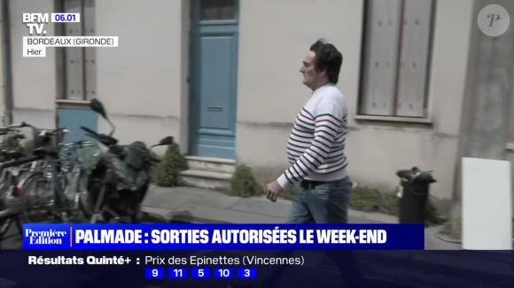 Comme le rapporte Le Parisien, le quotidien de l'acteur de 56 ans ressemble à une journée sans fin devant la télévision, à Bordeaux, où il s'est acheté une maison, dans un faubourg en voie d'embourgeoisement.
Capture d'écran du reportage de BFMTV sur Pierre Palmade le week-end du 8 mai 2023