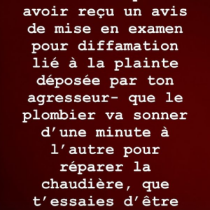 "Quand tu pleures chez toi après avoir reçu un avis de mise en examen pour diffamation lié à la plainte déposée par ton agresseur..."
Judith Godrèche annonce sur Instagram être mise en examen pour diffamation par Jacques Doillon