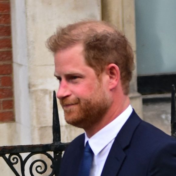 Le prince Harry, duc de Sussex,à la sortie du procès contre l'éditeur du journal "Daily Mail" à la Haute Cour de Londres, Royaume Uni, le 27 mars 2023.