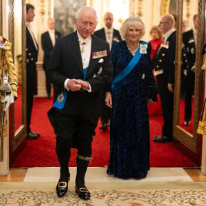 Le roi Charles III d'Angleterre et Camilla Parker Bowles, reine consort d'Angleterre - La famille royale britannique lors de la réception du corps diplomatique au palais de Buckingham à Londres, le 19 novembre 2024. 