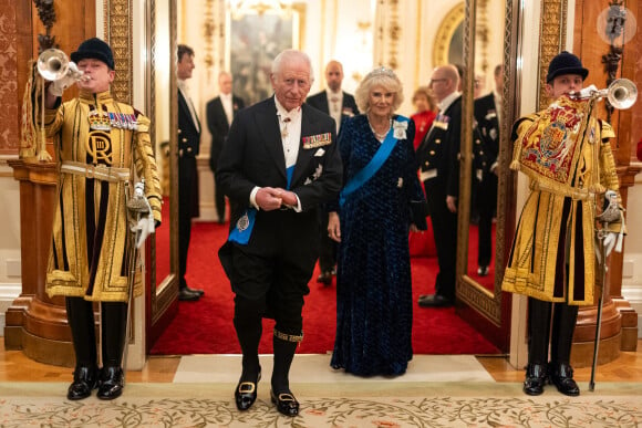 Le roi Charles III d'Angleterre et Camilla Parker Bowles, reine consort d'Angleterre - La famille royale britannique lors de la réception du corps diplomatique au palais de Buckingham à Londres, le 19 novembre 2024. 