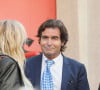 Laurent de Funès et Alain Morel - Obsèques de Marthe Mercadier (Marthe Mercadié-Meyrat) en l'église Sainte Hélène à Paris, France, le 21 septembre 2021. © 2021 Christophe Clovis/Bestimage