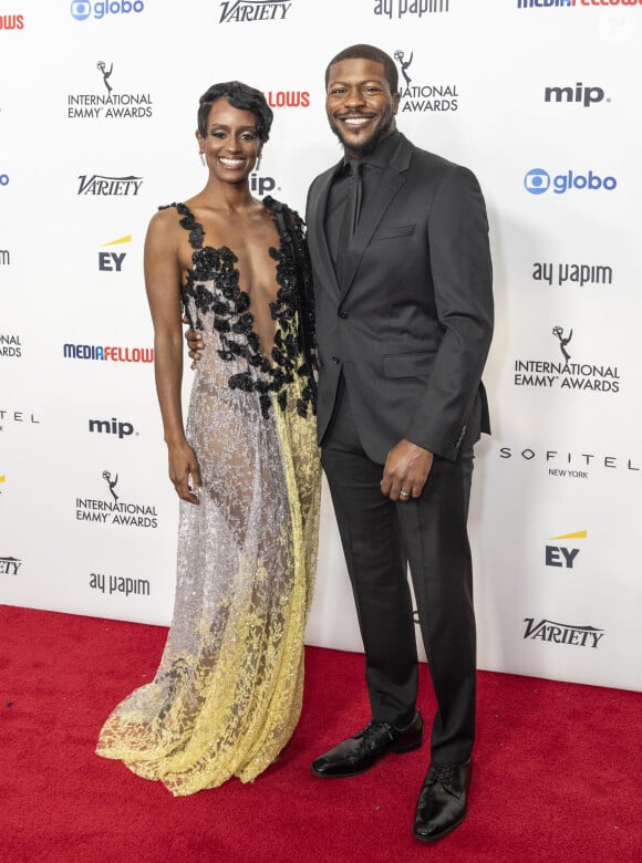 New York, USA : Skye P. Marshall portant une robe de Marco et Maria et Edwin Hodge assiste aux International Emmy Awards à l'hôtel Hilton Times Square à New York le 25 novembre 2024 (Image de crédit : © Lev Radin/ZUMA Press Wire)