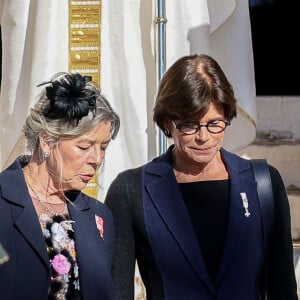 La princesse Caroline de Hanovre, la princesse Stéphanie de Monaco - La famille princière de Monaco quitte la cathédrale Notre-Dame Immaculée ou la messe solennelle d'action de grâce et un Te Deum ont été célébré à l'occasion de la Fête Nationale de Monaco le 19 novembre 2024. © Dominique Jacovides - Bruno Bebert / Bestimage