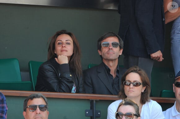 David Pujadas et sa femme Ingrid - People aux Internationaux de France de tennis de Roland Garros à Paris, le 6 juin 2014. 