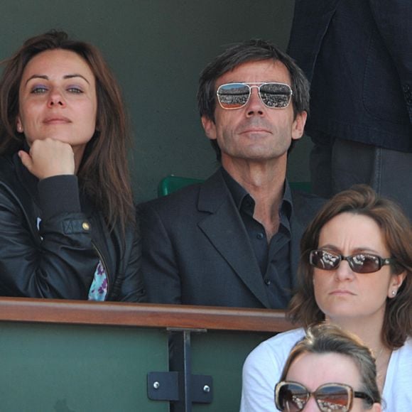 David Pujadas et sa femme Ingrid - People aux Internationaux de France de tennis de Roland Garros à Paris, le 6 juin 2014. 