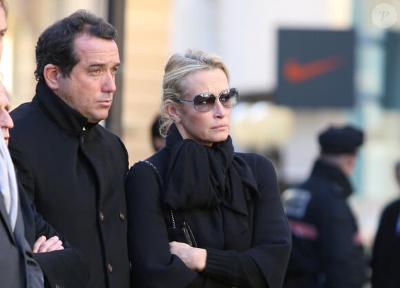 Estelle Lefébure et son compagnon Pascal Ramette - Obsèques de Michel Pastor en l'église Saint-Charles à Monaco le 06/02/2014 