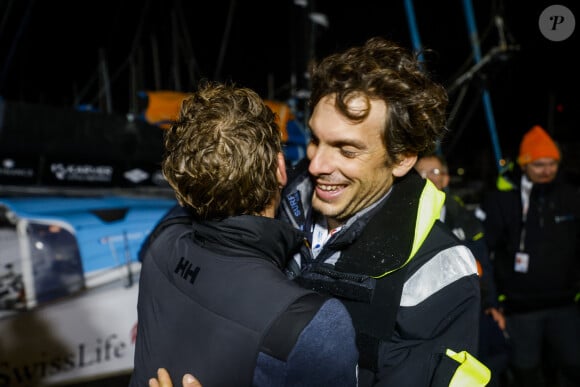 Thomas Ruyant et Charlie Dalin à leur arrivée de la 9ème édition du Vendée Globe aux Sables-d'Olonnes. Le 28 janvier 2021 © DPPI / Panoramic / Bestimage 