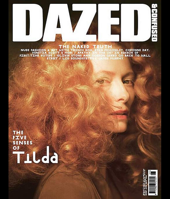 Tilda Swinton en couverture du magazine Dazed & Confused du mois de Mai 2010