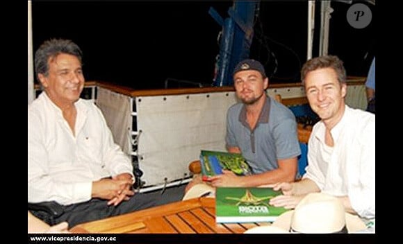 Leonardo DiCaprio, Edward Norton et le vice président d'Equateur Lenin Moreno