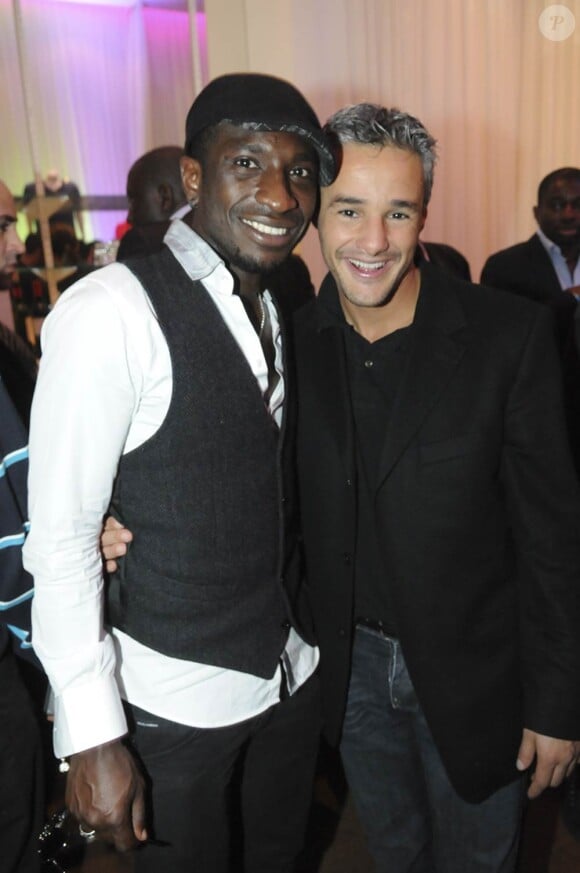 Mamadou Niang et Farid Khider lors de la soirée de lancement de la ligne de vêtement Dwen le 18 avril 2010.