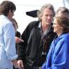 Ashton Kutcher, Natalie Portman et Olivia Thirlby sur le tournage du film Friends with Benefits à Los Angeles le 10 mai 2010