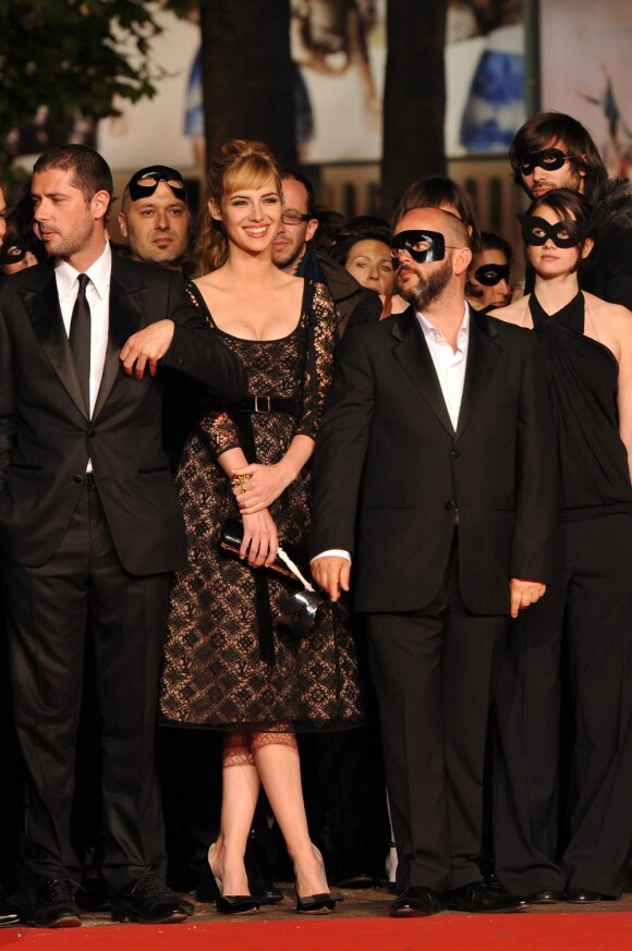 Louise Bourgion, Melvil Poupaud et Gilles Marchand au 63e festival de Cannes, à l'occasion de la projection du film L'Autre monde.