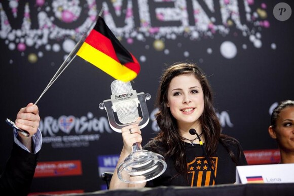 Grande gagnante de l'Eurovision 2010, Lena célèbre sa victoire le 29 mai 2010