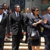 Janet, Tito, Randy et Jermaine Jackson au cimetière Forest Lawn de Los Angeles, où est enterré Michael Jackson, le 25 juin 2010.